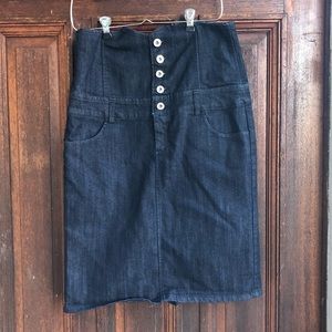 High waisted denim skirt